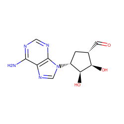 Nc1ncnc2c1ncn2[C@@H]1C[C@H](C=O)[C@@H](O)[C@H]1O ZINC000013604260