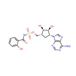 Nc1ncnc2c1ncn2[C@@H]1C[C@H](COS(=O)(=O)NC(=O)c2ccccc2O)[C@@H](O)[C@H]1O ZINC000035079661