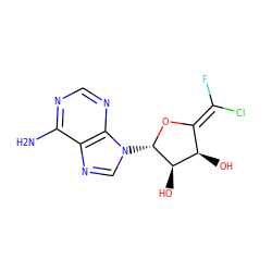 Nc1ncnc2c1ncn2[C@@H]1O/C(=C(\F)Cl)[C@@H](O)[C@H]1O ZINC000013544023