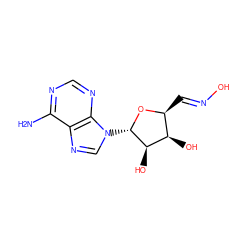 Nc1ncnc2c1ncn2[C@@H]1O[C@@H](C=NO)[C@@H](O)[C@H]1O ZINC000299820379