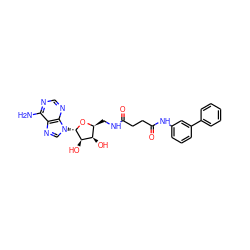 Nc1ncnc2c1ncn2[C@@H]1O[C@@H](CNC(=O)CCC(=O)Nc2cccc(-c3ccccc3)c2)[C@@H](O)[C@H]1O ZINC000027980811