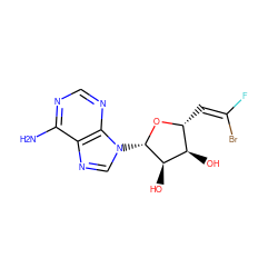 Nc1ncnc2c1ncn2[C@@H]1O[C@H](/C=C(/F)Br)[C@@H](O)[C@H]1O ZINC000034095431