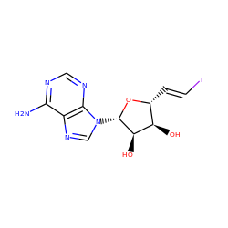 Nc1ncnc2c1ncn2[C@@H]1O[C@H](/C=C/I)[C@@H](O)[C@H]1O ZINC000013738876