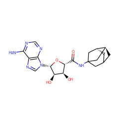 Nc1ncnc2c1ncn2[C@@H]1O[C@H](C(=O)NC23CC4C[C@@H](C2)[C@@H](C4)C3)[C@@H](O)[C@H]1O ZINC000100871808