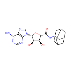 Nc1ncnc2c1ncn2[C@@H]1O[C@H](C(=O)NC23CC4CC(CC(C4)C2)C3)[C@@H](O)[C@H]1O ZINC000013861527