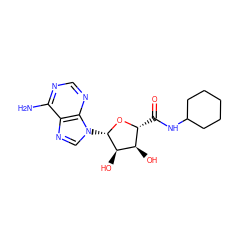 Nc1ncnc2c1ncn2[C@@H]1O[C@H](C(=O)NC2CCCCC2)[C@@H](O)[C@H]1O ZINC000013861518