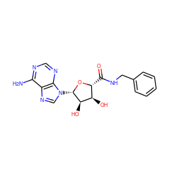 Nc1ncnc2c1ncn2[C@@H]1O[C@H](C(=O)NCc2ccccc2)[C@@H](O)[C@H]1O ZINC000013604515