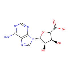 Nc1ncnc2c1ncn2[C@@H]1O[C@H](C(=O)O)[C@@H](O)[C@H]1O ZINC000005163034