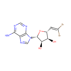 Nc1ncnc2c1ncn2[C@@H]1O[C@H](C=C(Br)Br)[C@@H](O)[C@H]1O ZINC000013780675