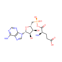 Nc1ncnc2c1ncn2[C@@H]1O[C@H](C[P@@](=O)(O)OC(=O)[C@H](N)CCC(=O)O)[C@@H](O)[C@H]1O ZINC000049019591