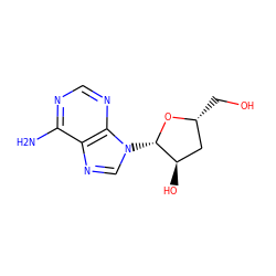 Nc1ncnc2c1ncn2[C@@H]1O[C@H](CO)C[C@H]1O ZINC000001319796