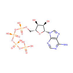 Nc1ncnc2c1ncn2[C@@H]1O[C@H](CO[P@@](=O)(O)O[P@@](=O)(O)O[P@](=O)(O)OP(=O)(O)O)[C@@H](O)[C@H]1O ZINC000008551576