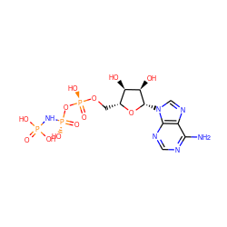 Nc1ncnc2c1ncn2[C@@H]1O[C@H](CO[P@@](=O)(O)O[P@](=O)(O)NP(=O)(O)O)[C@@H](O)[C@H]1O ZINC000008660410