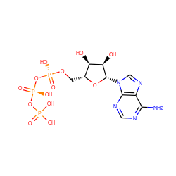 Nc1ncnc2c1ncn2[C@@H]1O[C@H](CO[P@](=O)(O)O[P@](=O)(O)OP(=O)(O)O)[C@@H](O)[C@H]1O ZINC000004261765