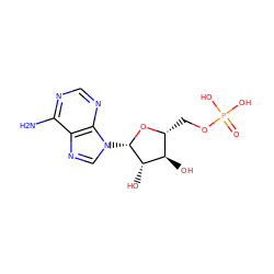 Nc1ncnc2c1ncn2[C@@H]1O[C@H](COP(=O)(O)O)[C@@H](O)[C@@H]1O ZINC000002126310