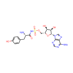 Nc1ncnc2c1ncn2[C@@H]1O[C@H](COS(=O)(=O)NC(=O)[C@@H](N)Cc2ccc(O)cc2)[C@@H](O)[C@H]1O ZINC000016052371