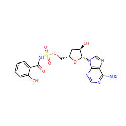 Nc1ncnc2c1ncn2[C@@H]1O[C@H](COS(=O)(=O)NC(=O)c2ccccc2O)C[C@H]1O ZINC000035079673