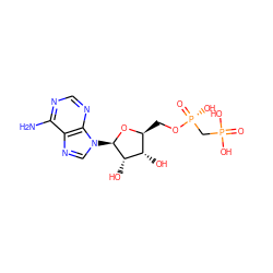 Nc1ncnc2c1ncn2[C@H]1O[C@@H](CO[P@](=O)(O)CP(=O)(O)O)[C@H](O)[C@@H]1O ZINC000032067504