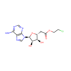 Nc1ncnc2c1ncn2[C@H]1O[C@H](CC(=O)OCCCl)[C@@H](O)[C@H]1O ZINC000049020875