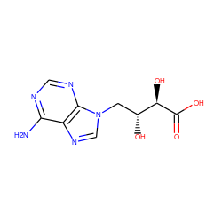 Nc1ncnc2c1ncn2C[C@@H](O)[C@@H](O)C(=O)O ZINC000002047002