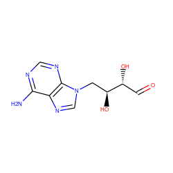 Nc1ncnc2c1ncn2C[C@H](O)[C@H](O)C=O ZINC000026657789