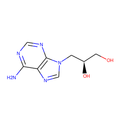 Nc1ncnc2c1ncn2C[C@H](O)CO ZINC000000370772