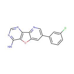 Nc1ncnc2c1oc1cc(-c3cccc(Cl)c3)cnc12 ZINC000103244335