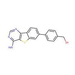 Nc1ncnc2c1sc1cc(-c3ccc(CO)cc3)ccc12 ZINC000299834603