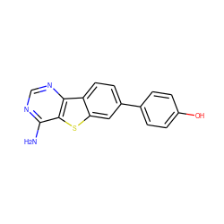 Nc1ncnc2c1sc1cc(-c3ccc(O)cc3)ccc12 ZINC000299824042