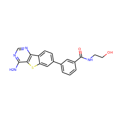 Nc1ncnc2c1sc1cc(-c3cccc(C(=O)NCCO)c3)ccc12 ZINC000203679465