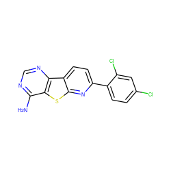 Nc1ncnc2c1sc1nc(-c3ccc(Cl)cc3Cl)ccc12 ZINC000299867025