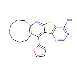 Nc1ncnc2c1sc1nc3c(c(-c4ccco4)c12)CCCCCCC3 ZINC000049073006