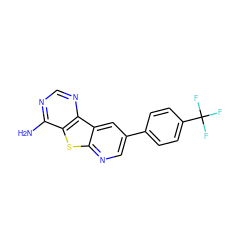 Nc1ncnc2c1sc1ncc(-c3ccc(C(F)(F)F)cc3)cc12 ZINC000299858591