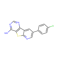 Nc1ncnc2c1sc1ncc(-c3ccc(Cl)cc3)cc12 ZINC000299858195