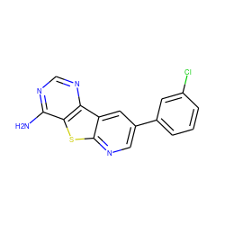 Nc1ncnc2c1sc1ncc(-c3cccc(Cl)c3)cc12 ZINC000299860801