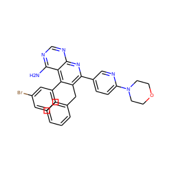 Nc1ncnc2nc(-c3ccc(N4CCOCC4)nc3)c(Cc3ccccc3)c(-c3cccc(Br)c3)c12 ZINC000027619811