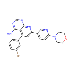 Nc1ncnc2nc(-c3ccc(N4CCOCC4)nc3)cc(-c3cccc(Br)c3)c12 ZINC000021288919