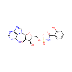 Nc1ncnc2ncn([C@@H]3O[C@H](COS(=O)(=O)NC(=O)c4ccccc4O)[C@@H](O)[C@H]3O)c12 ZINC000040576844