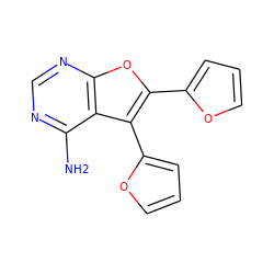 Nc1ncnc2oc(-c3ccco3)c(-c3ccco3)c12 ZINC000000088897