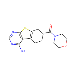 Nc1ncnc2sc3c(c12)CC[C@@H](C(=O)N1CCOCC1)C3 ZINC000072126090