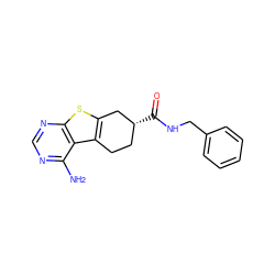 Nc1ncnc2sc3c(c12)CC[C@@H](C(=O)NCc1ccccc1)C3 ZINC000072124525