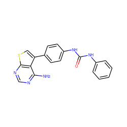 Nc1ncnc2scc(-c3ccc(NC(=O)Nc4ccccc4)cc3)c12 ZINC000063298185