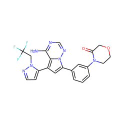 Nc1ncnn2c(-c3cccc(N4CCOCC4=O)c3)cc(-c3ccnn3CC(F)(F)F)c12 ZINC001772641926