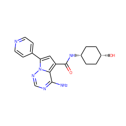 Nc1ncnn2c(-c3ccncc3)cc(C(=O)N[C@H]3CC[C@@H](O)CC3)c12 ZINC000261145856