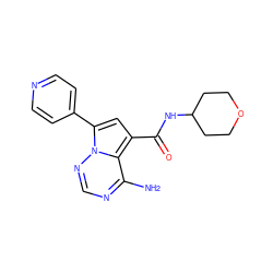 Nc1ncnn2c(-c3ccncc3)cc(C(=O)NC3CCOCC3)c12 ZINC000169704043