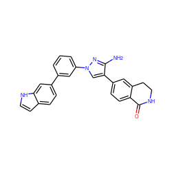 Nc1nn(-c2cccc(-c3ccc4cc[nH]c4c3)c2)cc1-c1ccc2c(c1)CCNC2=O ZINC000044460344