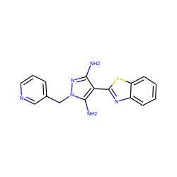 Nc1nn(Cc2cccnc2)c(N)c1-c1nc2ccccc2s1 ZINC000114400822