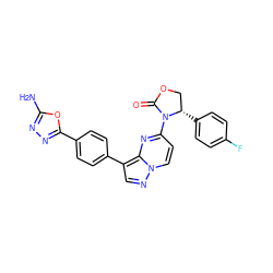 Nc1nnc(-c2ccc(-c3cnn4ccc(N5C(=O)OC[C@@H]5c5ccc(F)cc5)nc34)cc2)o1 ZINC000116185858