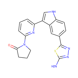 Nc1nnc(-c2ccc3[nH]cc(-c4cccc(N5CCCC5=O)n4)c3c2)s1 ZINC000204759646