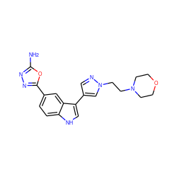 Nc1nnc(-c2ccc3[nH]cc(-c4cnn(CCN5CCOCC5)c4)c3c2)o1 ZINC000145434396